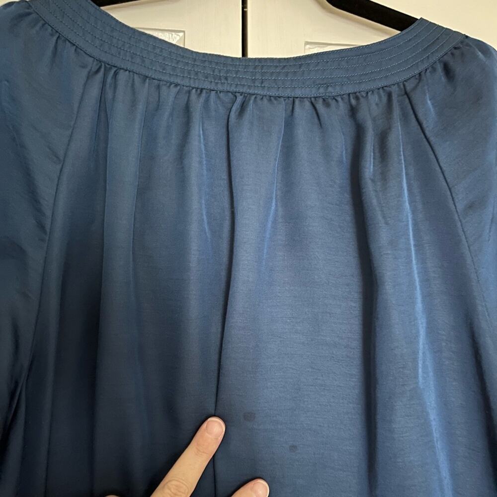 Talbots Split Neck Blue Flowy Short Sleeve Blouse Size 3XL - Picture 5 of 5